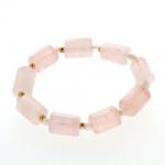  Bratara din Cuart Roz Fatetat cu Accesorii Gold Filled, diametru 55 mm