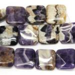  Ametist Chevron Margele Pietre Semipretioase Patrate - 25 x 6 mm - 1 Buc