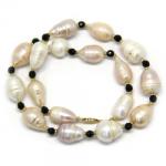  Colier din Perle de Cultura cu Turmalina - Baroca - 17-18 x 11-15 mm - ACC. Gold Filled