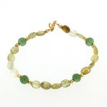  Bratara din Granat Verde Fatetat, Serpentin si Accesorii Gold Filled