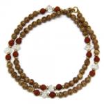  Colier din Rodocrozit Rotund 3, 8x3, 8 mm - Diamant Herkimer - Accesorii de Argint 925 - Gold Filled - 1 Buc