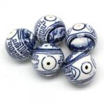  Margele Ceramica cu Semne de Protectie Feng Shui - Rotund - 30x30 mm - 1 Buc