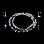  Set Colier si Cercei din Diamant Herkimer si Safir Rotund, Disc fatetat - Inchizator Argint - 5-8 x 4-6 mm