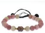  Bratara cu Rodonit si Hematit Cap de Buddha - Margele Gold Filled - Inchidere Siret - 8 mm