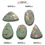  Cabochon Malachit Druzy 34-44 x 26-31 x 5-6 mm