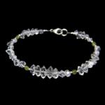  Bratara din Diamant Herkimer si Peridot cu Argint - Inchizator Argint - 5-10 x 4-6 mm