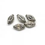  Margele din Alama Placat Argintata Butoias Fatetat 17 x 9 mm - 5 Buc