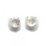  Cercei din Argint 925 cu Piatra Lunii Alba - Rotund Fatetat - 5x5x15 mm - 1 Pereche