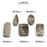  Cabochon Mushroom Jasper 24-43 x 10-27 x 3-5 mm - Unicat
