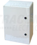 Tracon TME403020 Falra szerelhető műanyag szekrény, teli ajtóval, 400x300x195, IP65, IK10, 1000V AC/DC, szerelőlappal (TME403020)