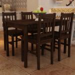 vidaXL Masa de sufragerie din lemn cu 4 scaune, maro (241221)