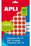 APLI Etikett kör, 10 mm átmérő, 1008 etikett/csomag, kézzel írható, piros, APLI (2732)