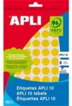 APLI Etikett kör, 16mm átmérő, 432 etikett/csomag, kézzel írható, sárga, APLI (2738)