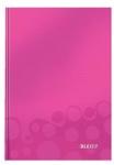 LEITZ Füzet A/5 beíró keményfedeles LEITZ Wow kockás, 80 lap, lakkfényű, rózsaszín (46281023)