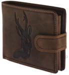 GreenDeed Erős nyers marhabőrből készült pénztárca őzfej nyomással Green Deed (OZ 1021/T)