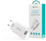 DEVIA 2xUSB hálózati töltő adapter - 12W - Devia Smart Series 2 USB Charger - fehér