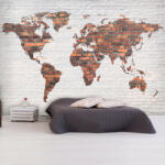Artgeist Fotótapéta - World Map: Brick Wall - terkep-center - 16 650 Ft