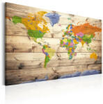Artgeist Kép - Map on wood: Colourful Travels - terkep-center - 26 730 Ft