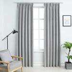 vidaXL Draperii opace cu cârlige, 2 buc. , gri, 140 x 245 cm (134469)