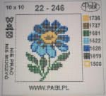  Kék virág mintás gobelin 10x10 cm