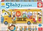 Educa Puzzle pentru cei mici Baby 5 Educa - Autobuz şcolar cu animale de la 24 luni (EDU17575)