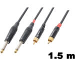 PD CONNEX CX74-1, 5 sztereo jelkábel (2×6, 3 mm Jack - 2x RCA) - (1, 5 m)