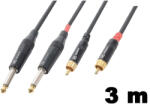 PD CONNEX CX74-3 sztereo jelkábel (2×6, 3 mm Jack - 2x RCA) - (3 m)