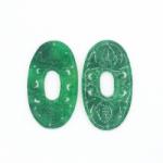  Pandantiv Jad Alb Colorat Sculptat Oval - 42 x 24 x 2 mm - 1 Pereche