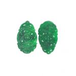  Pandantiv Jad Alb Colorat Sculptat - 42 x 26 x 1, 5 mm - 1 Pereche