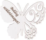 Valex Decor 4db. "Boldog Születésnapot! " feliratos fa pillangó 7 x 6cm - Fehér (MT9-71)