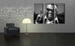  Tablou pictat manual POP Art Ray Charles 3-piese (tablouri) (YOBPPrc)