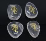  Simbolul Reiki Cho Ku Rei pe Cuart Alb - 38-47 x 31-41 mm - 1 Buc