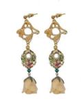 Dannyra Обици с естествена роза, мъниста клоазоне и перли Майорка Golden Bride Dannyra Jewels