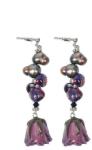 Dannyra Обици с естествена роза, сладководни перли и стъклени мъниста Night Rose Dannyra Jewels