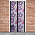 MagnetMesh Mosható szúnyogháló függöny ajtóra, mágnessel záródó, 100 x 210 cm (mágneses szúnyogháló), lila virág mintás
