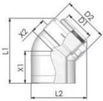 Tricox PPs/Alu könyök 80/125 mm, 45° (2db), PAKÖ602 (PAKÖ602)