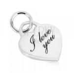 Ekszer Eshop 925 ezüst medál - szív alakú lakat, finoman gravírozott " I love you" felirat