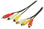 Nedis Kompozit hosszabbító kábel | 3x RCA Dugó / alj | 2 m (CVGP24305BK20) (CVGP24305BK20)