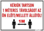  Kérjük tartson 1 méteres távolságot az Ön előtt mellett állótól! Tábla matrica