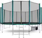 AGA Trambulin 500 cm Sötétzöld + védőháló + létra + cipőtartó zseb (MRP1016DG)