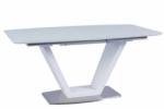 TEMPO KONDELA Étkezőasztal, nyitható, fehér extra magasfényű/acél, 160-220x90 cm, PERAK - sprintbutor
