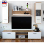 TEMPO KONDELA Nappali szekrénysor, tölgyfa wotan/fehér, WAW NEW - sprintbutor