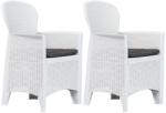 vidaXL Fehér rattan hatású műanyag kerti szék párnával 2db (45598)
