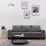 vidaXL Canapea cu 3 locuri, gri închis, material textil (287121) Canapea