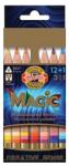 KOH-I-NOOR Creioane colorate natur triunghiulare Magic Jumbo 12 culori/set Koh-I-Noor K3404-N15 (K3404-N15)