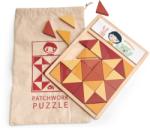 Tender Leaf Puzzle mozaic din lemn Patchwork Quilt Puzzle Tender Leaf Toys triunghiuri maro 32 bucăți 4 nuanțe de culoare (TL8422)