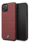 BMW iPhone 11 Pro vízszintesen csíkozott burgundi vörös kemény bőrtok (BMHCN58PELBU) - bestbyte