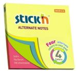STICKN Notes autoadeziv 76 x 76 mm, 100 file, Stick"n Alternate - 4 culori neon (HO-21822)