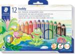 STAEDTLER Creioane colorate 3 in 1 + ascutitoare Noris Buddy, 12 culori/set Staedtler STA140-C12 (STA140-C12)