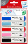 Faber-Castell Markere pentru textile, varf tesit, 5 culori/set FABER-CASTELL Textile Baby, FC159530